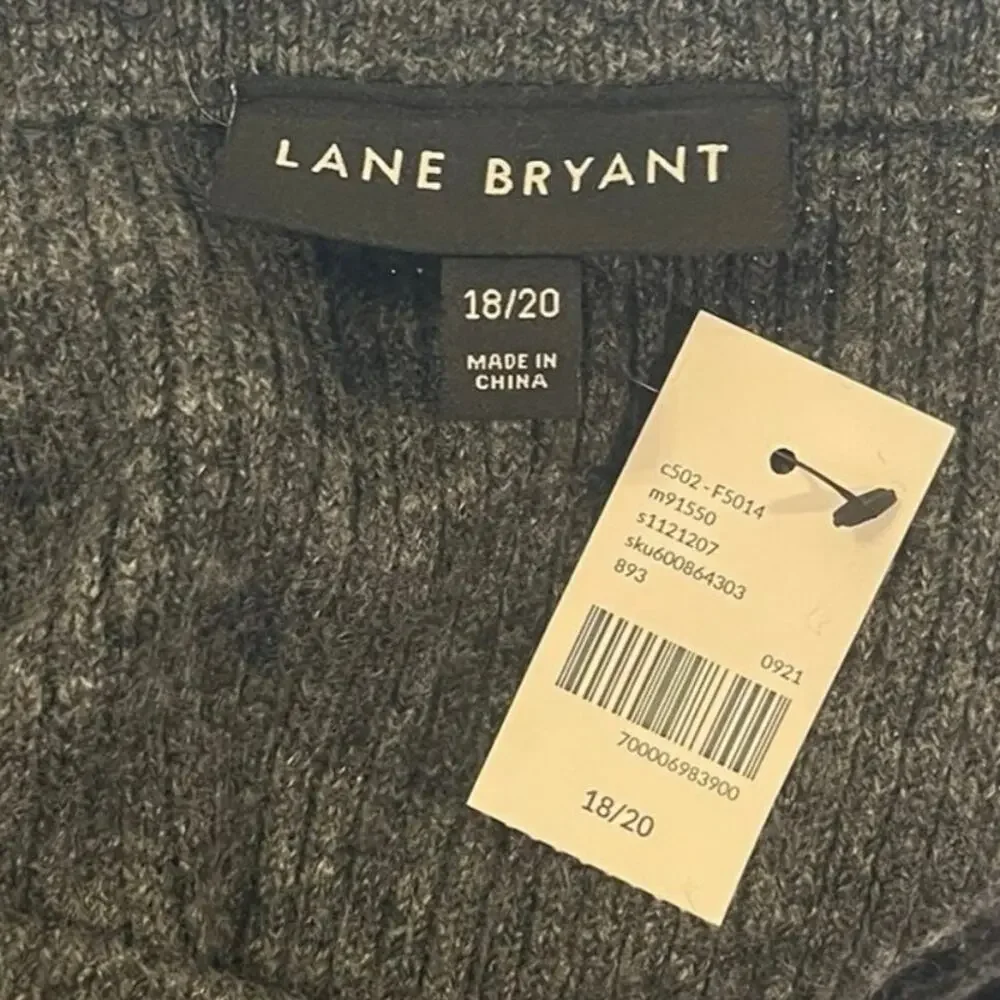 NWT Lane Bryant Off The Shoulder Sweater Heather Grey Ribbed Knit 18/20 Boatneck - Picture 5 of 7